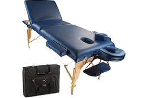PORTA LITE INNOVATION IN THERAPY Combi Lite 3-in-1 Portable Massage Table Treatment Couch - Light Weight + Lifting Backrest + Face Cradle + Cushion + Side Arm Rests + Arm sling + Carry Case + Reiki Panels (8cm Thick Foam) (Navy)