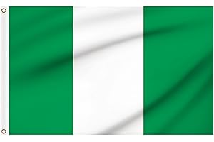 WOILTRYN Nigerian Flag 5ft x 3ft, Large Nigeria Flags with Brass Eyelets for 1st October National Day Garden Sports Games Events Party Decorations