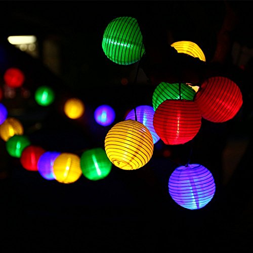 solar lichterkette lampions bunt Xpassion Solar Lichterkette bunt 20 LEDs außen Garten Innen 4,9 M für Outdoor Weihnachten Party Fest Deko usw. - 4