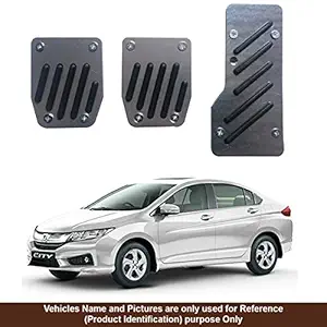 Oshotto 3 Pcs Non-Slip Manual CS-320 Car Pedals Kit Pad Covers Set Compatible with Honda City Idtech 2014 -2021 (Black)