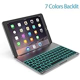 OBOR Aluminum Alloy iPad Pro 9.7 Keyboard Case - 7 Colors Backlight Flip Wireless Bluetooth Keyboard Protective Shell for iPad Pro 9.7'' and iPad Air 2 (Black)