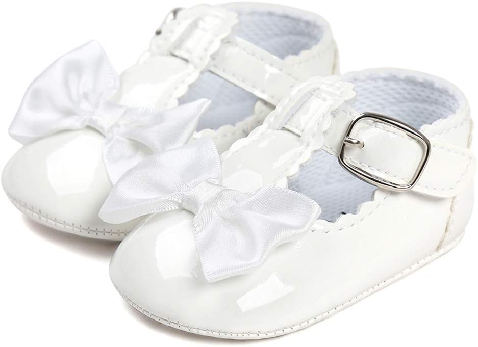 LACOFIA Baby Girls Anti-Slip First Walking Shoes Infant Bowknot Mary Jane Princess Party Shoes Prewalkers