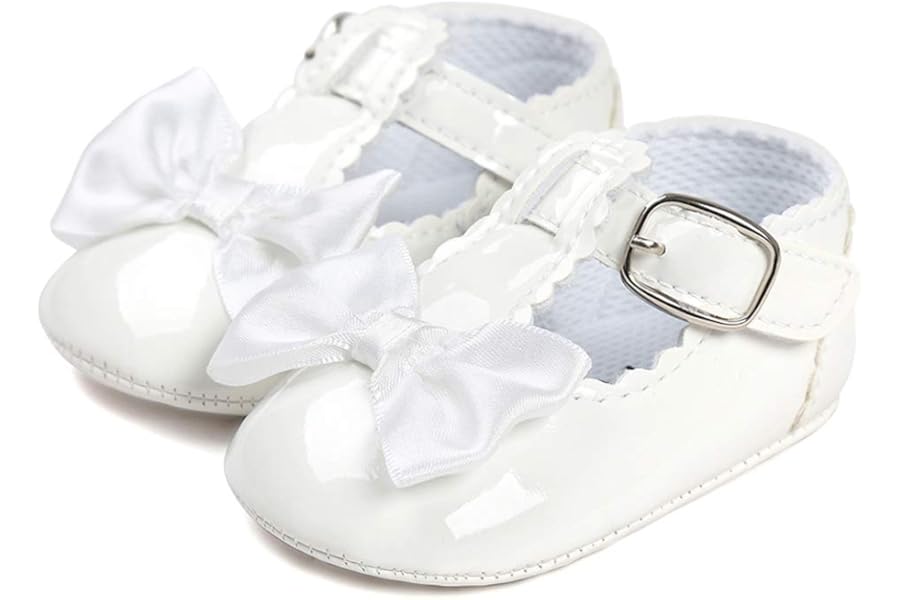 LACOFIA Baby Girls Anti-Slip First Walking Shoes Infant Bowknot Mary Jane Princess Party Shoes Prewalkers