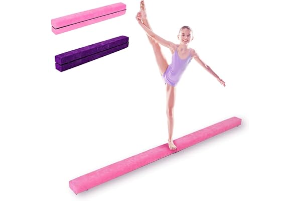 DREAMADE Poutre de Gymnastique d’Equilibre Piable avec Pieds Surélevés en Finette, EPE et Pin 210 X 10 X 6,5 CM Entraînement de Gymnastique à Domicile Idéale pour Enfants et Adultes