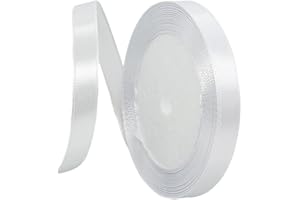 RONGZUBAT Weiß Satinband 10mm,Geschenkband Satinband 22 Meter Polyesterband, Weiß Schleifenband für Geschenkverpackung,Dekoration,Hochzeit,Weihnachten,Bastelarbeiten,und Geschenkverpackung