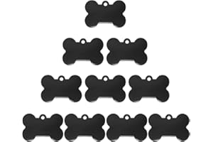 ANTHYTA 30 Stück Hundemarke Aluminium Rohling Hunde Marken Hundeknochenanhänger Knochenform Stanzrohlinge Schwarz Hundemarken Blanko Hundeanhänger für Haustier Halskette Armband Dog Tags 37 * 25mm