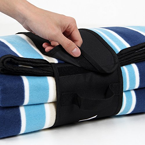 Yorbay Picknickdecke 200 x 200 cm XXL Fleece wasserdicht Decke mit Tragegriff (Blau) - 5