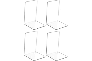 HIZIWIMI Lot de 4 Pièces Serre-Livres en Acrylique Transparent avec Autocollants antidérapants pour Chambre à Coucher, bibliothèque, Bureau, école et Bureau(2 Paires)