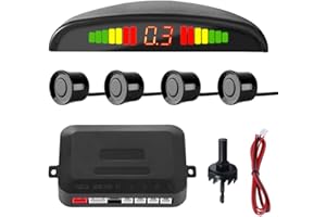 MOCNT Car Reverse Parking Sensors Car Rear Reverse Parking Radar System Car Parking Sensor Kit 4 Rear Sensor Auto Sound Alarm Alert Reverse Backup Radar Display Black