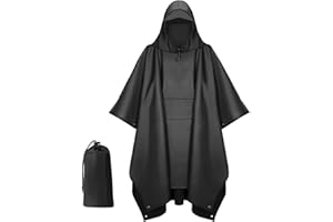 AHDXKUE Poncho Waterproof Adult, Rain Poncho,Waterproof Poncho Lightweight Waterproof Raincoat, Reusable Poncho Waterproof Adult with Drawstring Hood for Hunting, Camping, Hiking and Cycling