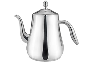 SANQIAHOME 1550ml Tetera de acero inoxidable con Filtro para infusiones extraíble,Cafetera, Hervidor de agua de gran capacidad, hervidor frío,De Plata
