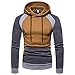 Produktbild Cloom Herren Kapuzenpullover Langarm Patchwork Hoodie Kapuzen Sweatshirt Tops Männer Herbst Winter Warm Jacken Mantel Freizeit Hoody Outwear Sportshirt Muskelshirt Pulli (M, Khaki)