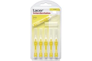 LACER - Cepillo Interdental Recto Fino 6 Unidades, Mango Bimaterial y Antideslizante, Cuello Flexible, Máxima Eficacia, Filamentos Tynex, Previene y Elimina la Placa Bacteriana
