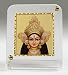 Eknoor Car Dashboard Idol- Goldplated Recta4550- Durga ji Kolkata closeup pose with japa mala (prayer beads) RS.450.00