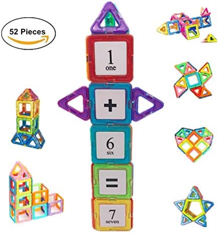 Meyall 52pcs 3D Magnetic Building Block Sets, Non-toxic Magnet Construction Stacking Tiles STEM Toys for Kids Toddler, Creativity beyond Imagination, Inspirational, Recreational, Educational