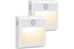 DETAKE Motion Sensor Night Light, [2 Pack] Stick-On Battery Powered Night Lights, Motion Sensor Lights Indoor (AUTO/ON/OFF), Cupboard Light for Hallway, Stair, Closet, Shelf, Bathroom, Kitchen, Natural White