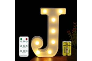 HONPHIER® Letter Lights Decorative LED Alphabet Lights Remote Control Marquee Decoration Light Up Sign Battery Operated for Birthday Party Wedding Receptions Holiday Bar Home Bedroom Bath Decor (J)