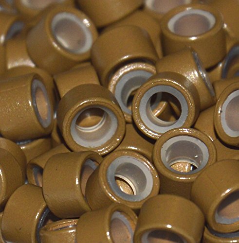 100PCS Silicone Lined Micro Rings/Beads for Hair Extensions Colour: Dark Blonde | Size: 5mm