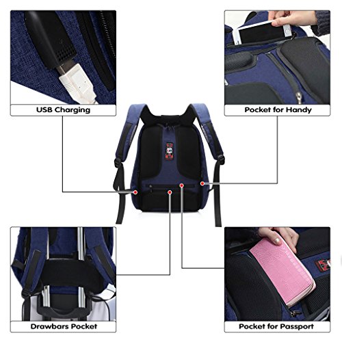 UBaymax Anti-Diebstahl Laptop Rucksack mit USB Anschluss f  r Schule Uni Business Reisen 15 6 Zoll  Gr    e  31   46   14 cm f  r Herren Damen Kinder 