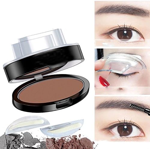 FACPOET Brow Stamp Powder Natural-Looking Straight United Eyebrows Enhancer Delicate Shape Eye Makeup Stencil Kit in Seconds (01-#)