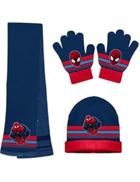 Spiderman Winterset 3tlg Mütze Handschuh Schal blau
