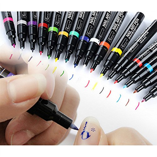 16 Farben Nagel Kunst Feder Nageldesign Stift DIY für Nail Art Salon Beauty 1 Stück - 7