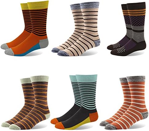 Mens Calf Socks Plus Size Cotton Rich, Comfortable, Breathable Funky Socks Winter Colorful Design Crew Socks UK Men Size 10-14/EU 44.5-49 (UK Men Size 10-13.5/EU 44.5-49, KQBSK10-6Pack)