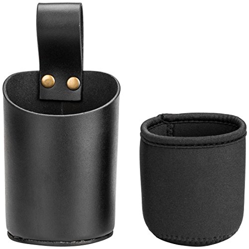 Levivo Lederholster für Flaschen und Dosen, ohne Nieten, bis ca. 0,5 Liter, Schwarz - 4