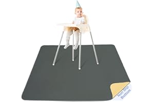 High Chair Splash Floor Mat,Unicorn Castle Waterproof Washable Slip Splash Mat for Under High Chair Food Catcher,Grey,107x117cm