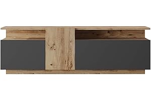 Rebecca Mobili Mobile Tv, Armadio Stand Tv, Color Rovere Grigio Scuro, Truciolato, per Salotto, Stabile, Stile Moderno - Misure HxLxP: 46,5 x 150 x 29,5 cm - Art. RE7078