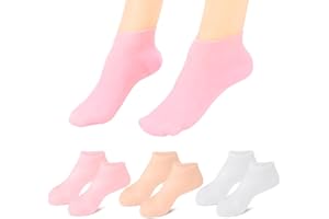 FANTASYON 3 Pairs Silicone Socks - Moisturizing Foot Spa Socks for Women with Dry, Cracked Feet