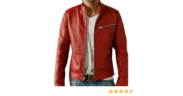 Buy V4m Men S Red Biker Genuine Leather Jacket Online At Low Prices In India Amazon In