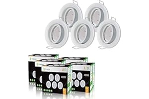 LAMPESCOENERGIE LOT DE 50 SPOT LED ENCASTRABLE ORIENTABLE BLANC AVEC AMPOULE GU10 230V eq. 50W, LUMIERE BLANC NEUTRE