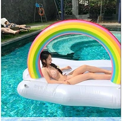 Giant Inflatable Rainbow White Clouds, Inflatable Floating Row, Cabell Swimming Pool Inflatable Seat, PVC Inflatable Floating Bed, Island Swimming Pool Air Mattress - Water Inflatable Toy (240 * 145*145cm,)