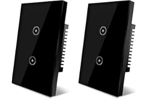 UseeLink Interruttore della luce Intelligente WiFi, Controllo Vocale Funziona con Alexa e Google Home, Timer e Condivisione Dispositivo, È necessario il filo di neutro, nero 2 way(2PCS)