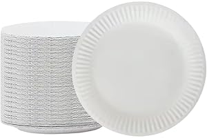1ABOVE 100 Pack of 7-inch Disposable Paper Plates, 18cm White Paper Plates Perfect for Everyday use, Ideal for BBQ's, Parties and Events.