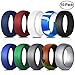 Produktbild COOLOO Silikon Hochzeit Ring für Herren, 10 Stück Preisgünstiger Silikon Gummi Hochzeit Bands Langlebig bequem antibakteriell Ringe, Schwarz Weiß Blau Silber Grau