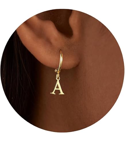 Orecchini A Cerchio Con Iniziale A~Z – Placcati Oro 14K Con Zirconi – Regalo Donna In Argento S925 – Lettera A