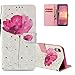 Produktbild HMTECH iPhone XR Hülle Luxus 3D Rote Blume Flip Brieftasche Schalen mit Standfunktion Karten Slot und Magnetverschluß für iPhone XR,3D A Red Flower