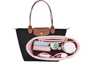 Yelschwa Inserto organizer per borse Longchamp, adatto per borse Longchamp, manici lunghi e corti, organizer per chiavi, rossetto, bicchieri d'acqua (rosa, L (manico lungo)