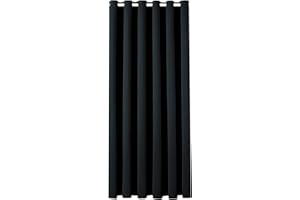Aspire Homeware Blackout Door Curtain for Living Room - 84 inch Drop Eyelet Black Bedroom Curtain & Drapes Windows Treatments Single Panel Black Out Thermal Curtain with Tie Back