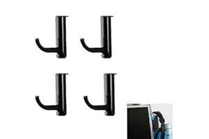 Rakiuty Headphone Hook and Headset Holder - Self-Adhesive Universal Stand for Computer Monitors - 4 Pieces (Black)