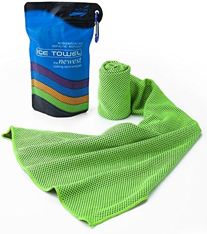 Cooling Towel Instant Relief Ice Towel for Sports, Workout, Fitness, Gym, Yoga, Pilates, Travel, Camping &amp; More -- Green