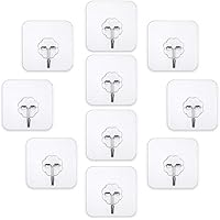 lifeMaster Adhesive Wall Sticky Hooks Heavy Duty Utility Hook Transparent Reusable Wall Hangers 10KGS/22lb Waterproof…