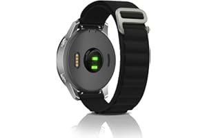 ZoRoll Bransoletka 20 mm do Garmin Venu Sq 2/Venu Sq 2 Music/Venu 2 Plus/Venu Sq/Venu, nylonowy haczyk G, regulowana, bransoletka zamienna do Garmin Forerunner 245/Move Sport/Vivoactive 3 - czarna