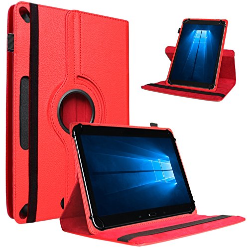Tablet Schutz Hülle für Vodafone Tab Prime 6 / 7 aus hochwertigem Kunstleder mit Standfunktion 360° Drehbar kombiniert Schutz und Design Cover Case von NAUCI, Farben:Rot