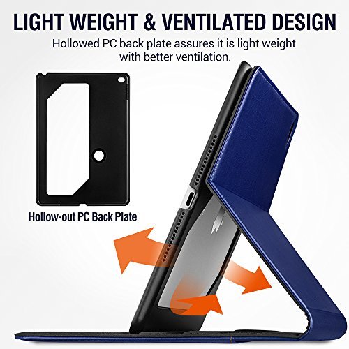 iPad Air 2 Hülle, ESR® Intelligent Bildserie Unternehmen Stil PU Ledertasche mit Auto aufwachen / Schlaf Funktion Schutzhülle für iPad Air 2 / iPad 6 (Blau) - 7