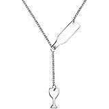 PAURO Donna Collana a forma di Y con bottiglia di vino e tazza di birra in acciaio inossidabile, oro rosa/oro/argento