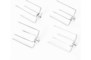 NADINEDUTOL Fleischklammer für Drehspieß,4 Stück Edelstahl Spießgabel Grillspieß, Fleischklammer für Drehspieß für Hähnchen, Schaschlik und vieles mehr