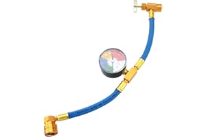 HOMOYOYO Car R134A Air Conditioning Refrigerant Charging Hose with Gauge, Car AC Refrigerant Charge Hose Kit (1/2 Thread for Europe and American)